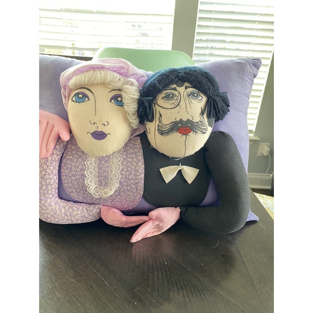 Handmade Artsy Decorative Pillow Man and Woman 14 x 10